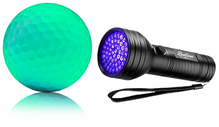 Wiederaufladbare im Dunkeln leuchtende Golfbälle mit UV-Taschenlampe