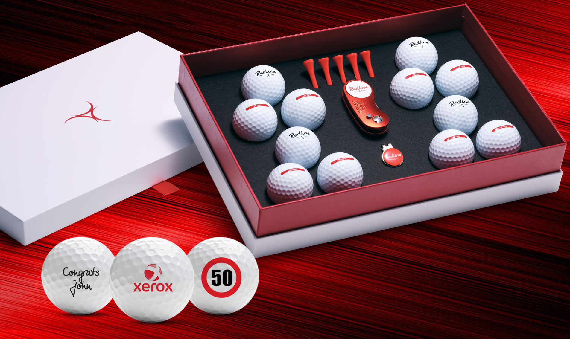 Golfball Set mit Gravur Initialen personalisiert 3 Wilson Golfbälle  Pitchgabel und 6 Tees Geschenkbox schwarz Wunschtext Geschenk Golfer/in -  .de